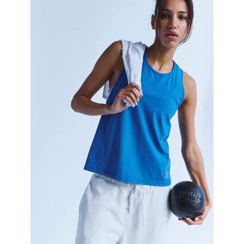 NEW FP Movement Free People Light Cobalt Blue Hot Shot Sleeveless Twist Tank